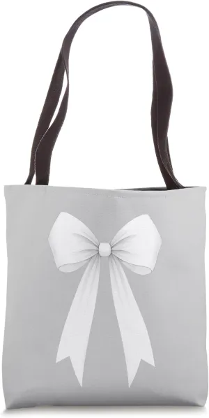 White Ribbon Aesthetic Cute Girly Bow Tote Bag