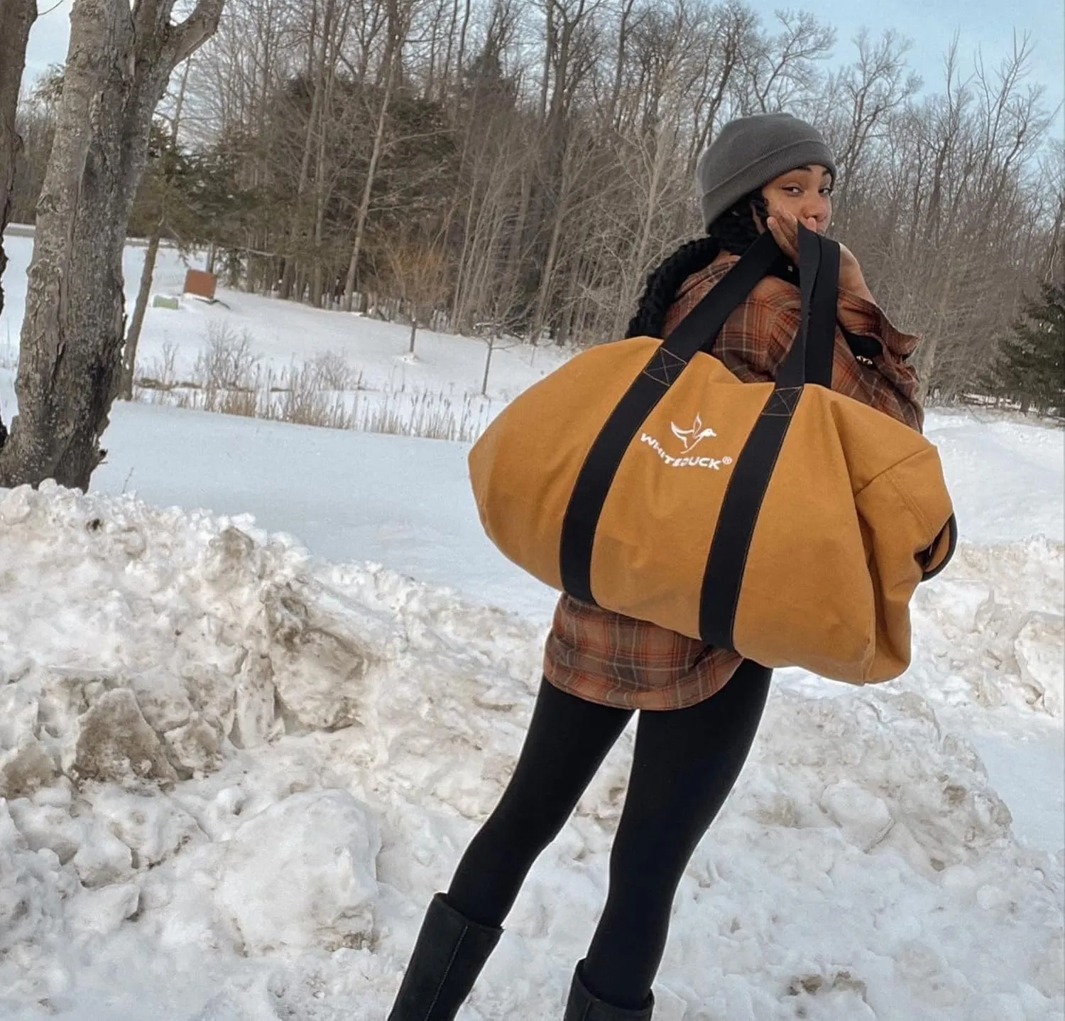 WHITEDUCK Heavy Duty HOPLITE Parachute Duffel Bag, 76 L Foldable Extra Large Multipurpose use, Tactical Canvas Cargo Bag with Snap-Closure for Military, Outdoor, Travel (Tan, Standard 24"x 15"x13")
