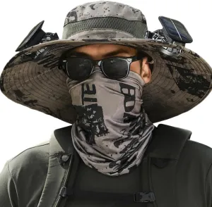 Wide Brim Solar Fan Hat, UPF 50  Bucket Hats with Solar Powered Fans for Camping Outdoor Hiking Beach Fishing