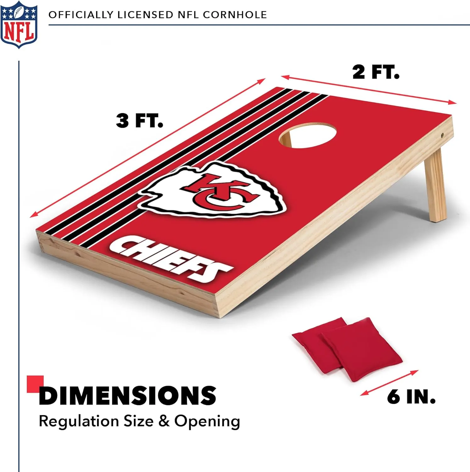 Wild Sports NFL 2' x 3' Solid Wood Cornhole Set with Direct Print HD Team Graphics – Great Gift for Any Football Fan! Bean Bag Toss Family Outdoor Games