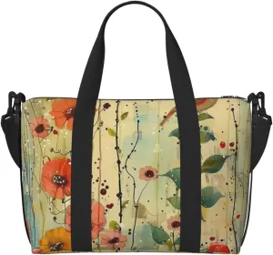 wildflowers print Travel Duffel Bag, Sports Tote Gym Bag, Swim Pool Bag Large Shoulder Tote Bag for Beach Weekender