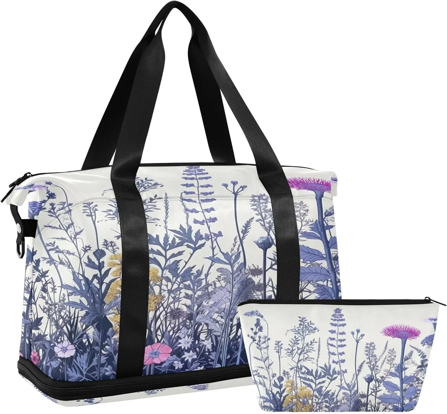 Wildflowers8 Sports Gym Bag with Waterproof Dry Wet Pocket, Travel Duffel Bag for Women Men，Workout Bag Fits Yoga, Swimming