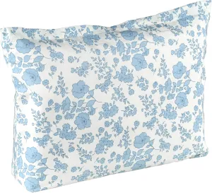wipalor Cute Makeup Bags for Purse Cosmetic Bags for Women and Girls, Small Travel Makeup Bag Organizer Tool Pouch with Zipper, Floral Cotton Canvas Make Up Bag Toiletry Bag-Blue Flower