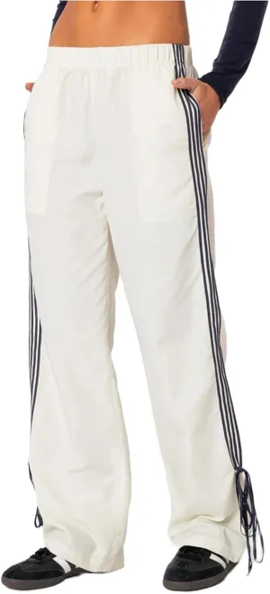Women 's Parachute Pants Elastic Waist Baggy Wide Leg Track Pants 80s Y2K Side Bow Tie Cargo Pants Jogger Sweatpants