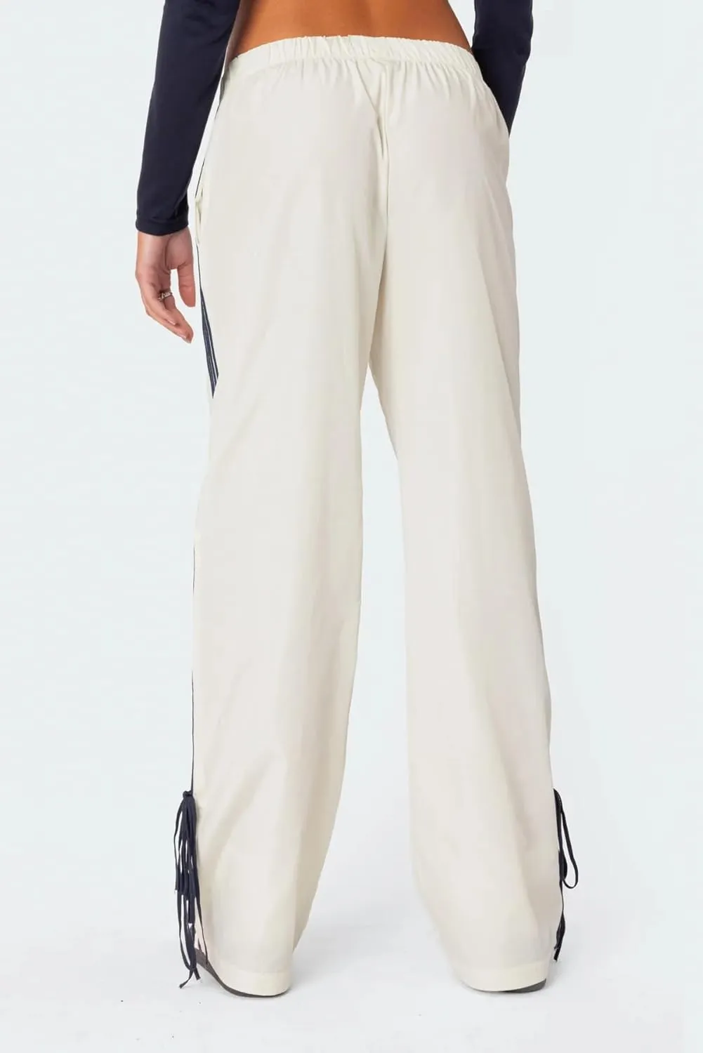 Women 's Parachute Pants Elastic Waist Baggy Wide Leg Track Pants 80s Y2K Side Bow Tie Cargo Pants Jogger Sweatpants