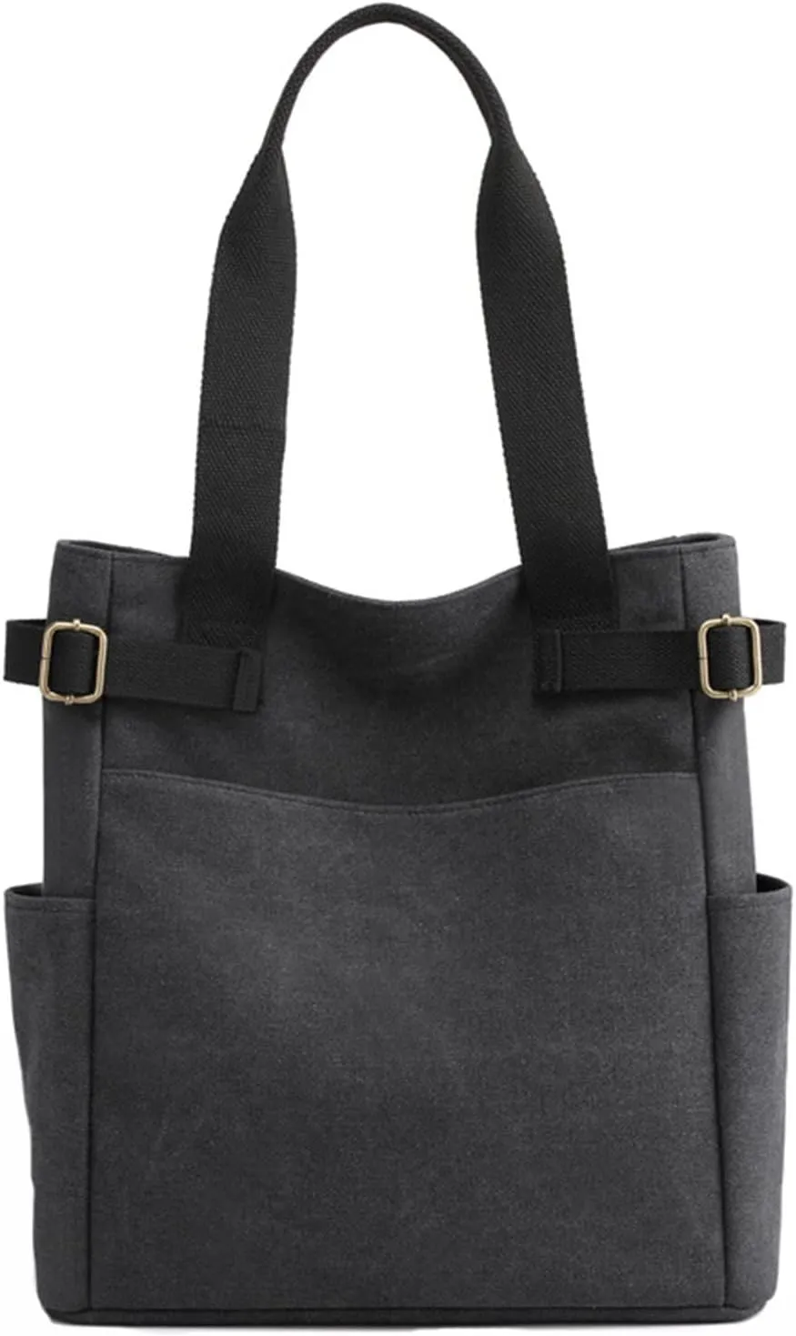Women Student Casual Handbag Canvas Travel Shoulder Tote Bag For Men And Women Shopping over The (Black, One Size)