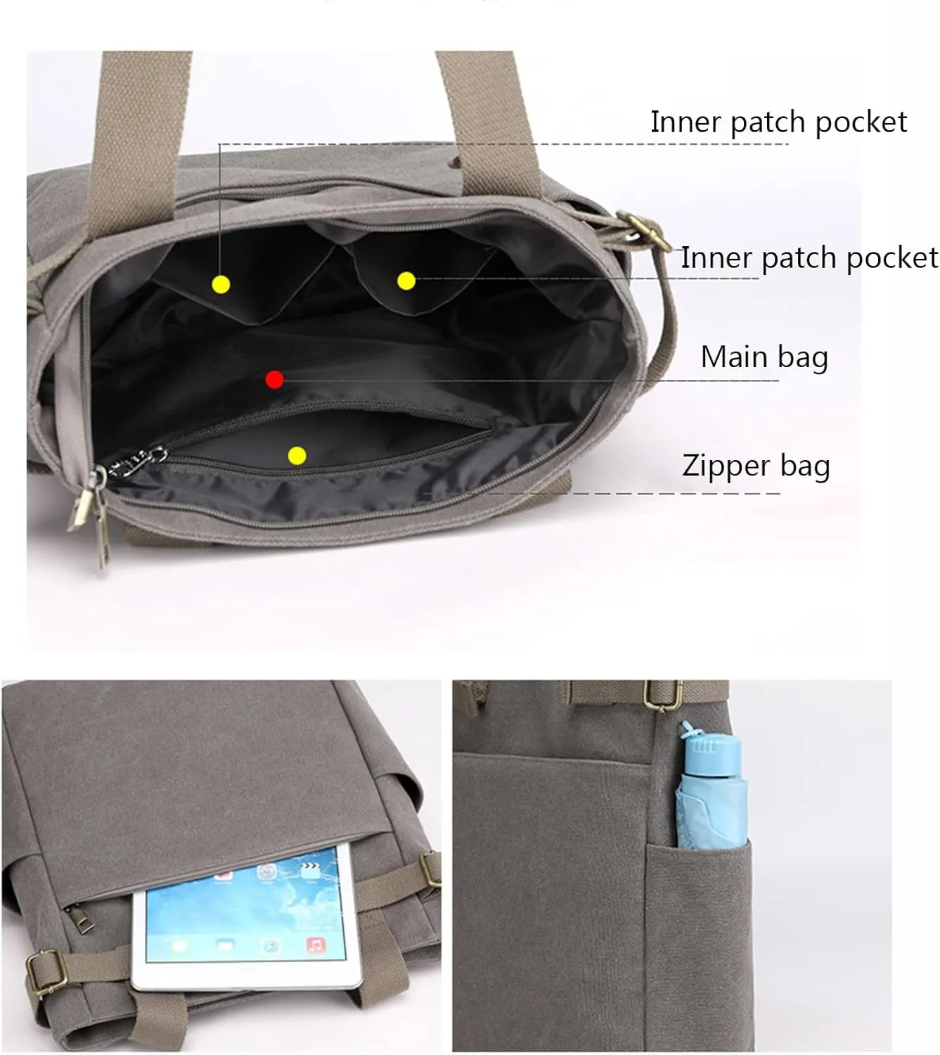 Women Student Casual Handbag Canvas Travel Shoulder Tote Bag For Men And Women Shopping over The Shoulder (B, One Size)