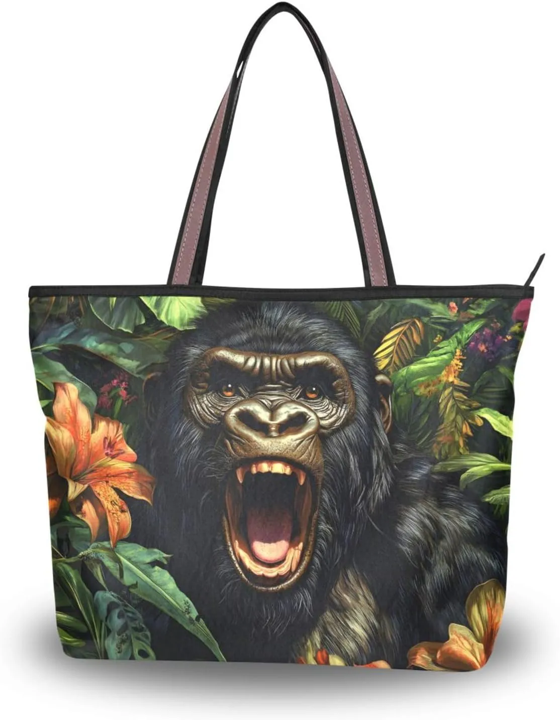 Women Tote Bag Angry Gorilla Print for Everyday & Travel, Handbag Purse Reusable Grocery Bag Large