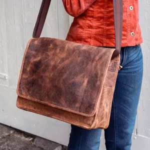 Women's 15 inch Deluxe Leather Messenger Bag
