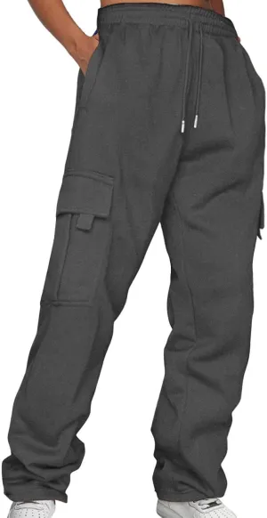 Womens Cargo Sweatpants Loose Sweatpants Comfortable High Waisted Jogging Athletic Joggers 4 Pockets Sporty Pants