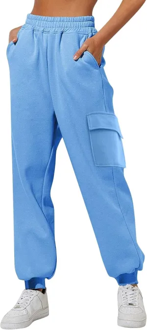 Womens Cargo Sweatpants Loose Sweatpants Comfortable High Waisted Jogging Athletic Joggers 4 Pockets Sporty Pants