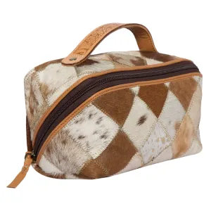 Women's Cowhide Patchwork Cosmetic Bag