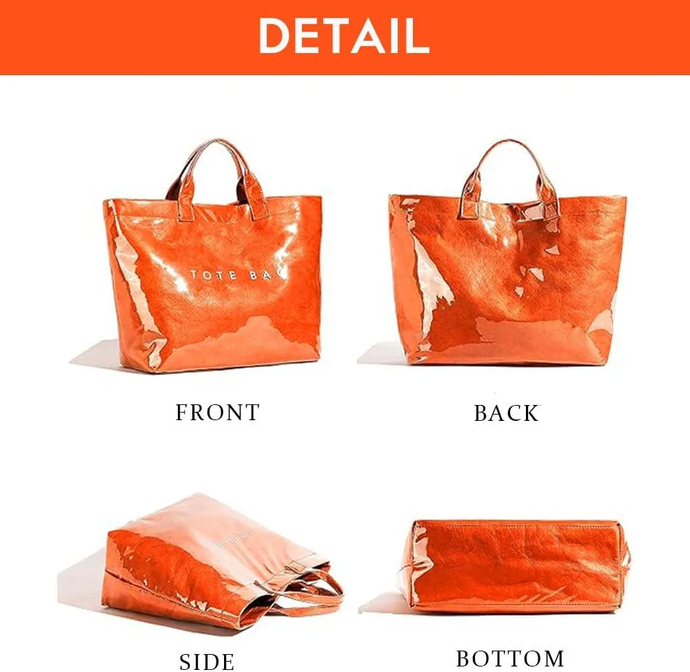 Women's Large PVC Tote Bag Clear Plastic Handbags Top Handle Handbag, Clear Bag for Women Large Carry All Tote Bag