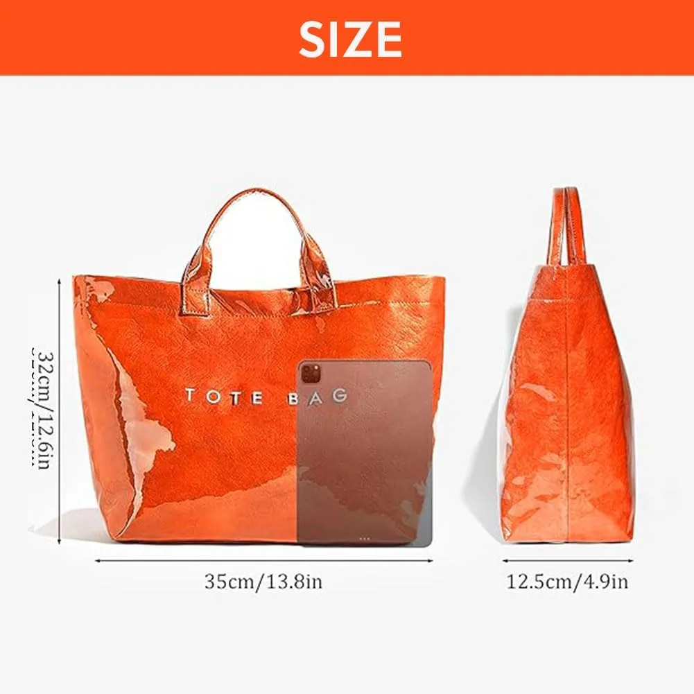Women's Large PVC Tote Bag Clear Plastic Handbags Top Handle Handbag, Clear Bag for Women Large Carry All Tote Bag