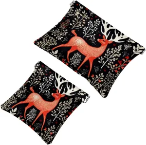 Women’s Pocket Cosmetic Bags, Waterproof Leather Makeup Bag No Zipper Self-Closing Makeup Pouch for Girls, Mini Bag for Purse - Cute Christmas Elk-18