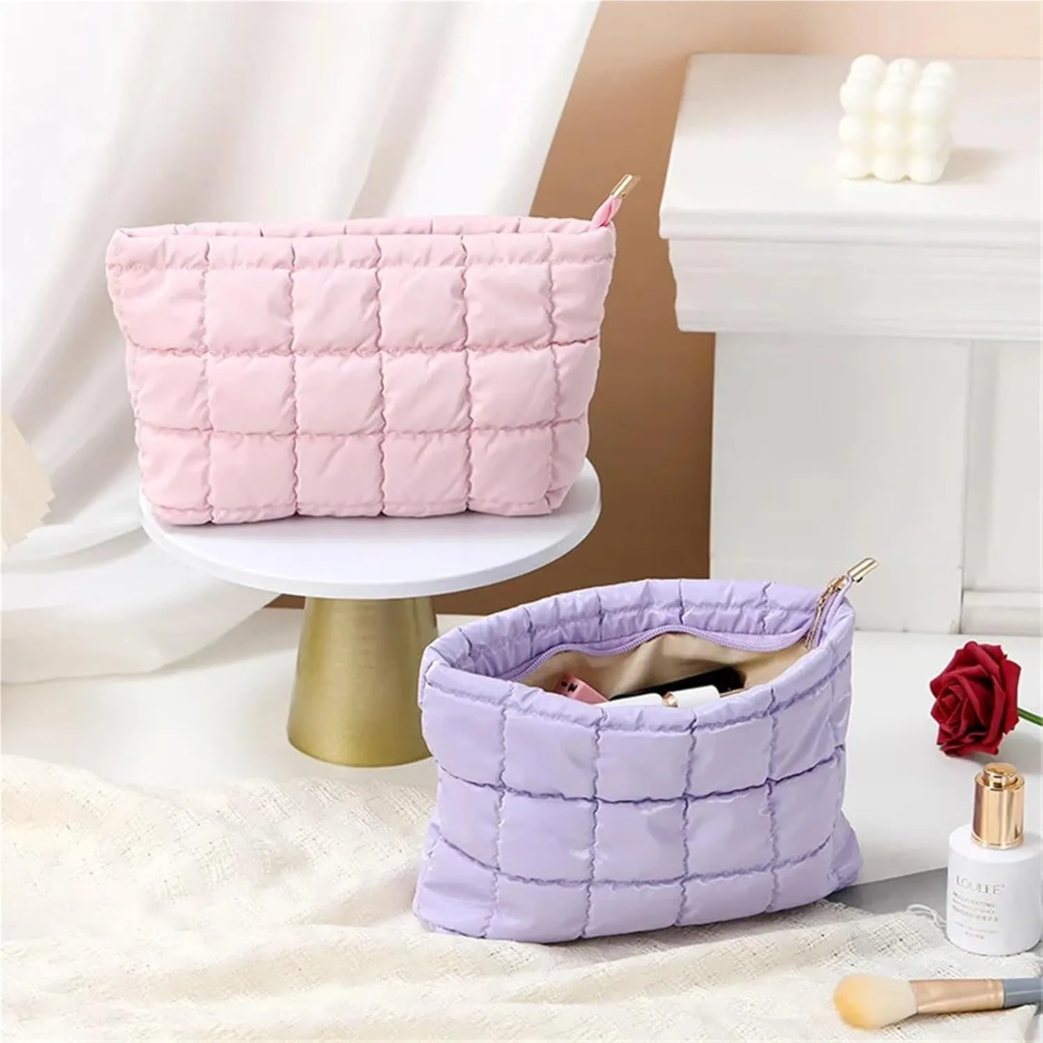 Women’s Stylish Cosmetic Handbag - Large Capacity Travel Makeup Organizer for Lipsticks and Essentials(Blue)