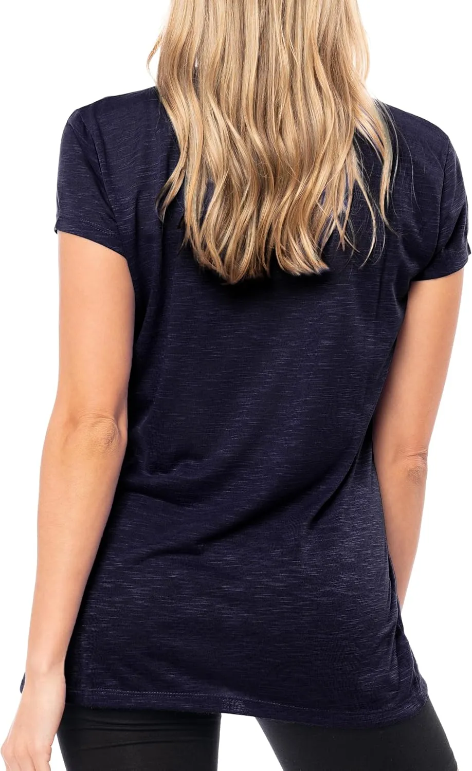 Women's V Neck T Shirts | Short Sleeve Tops | Flowy Slub Burnout Fabric | Active Casual Workout |Multi Packs Colors