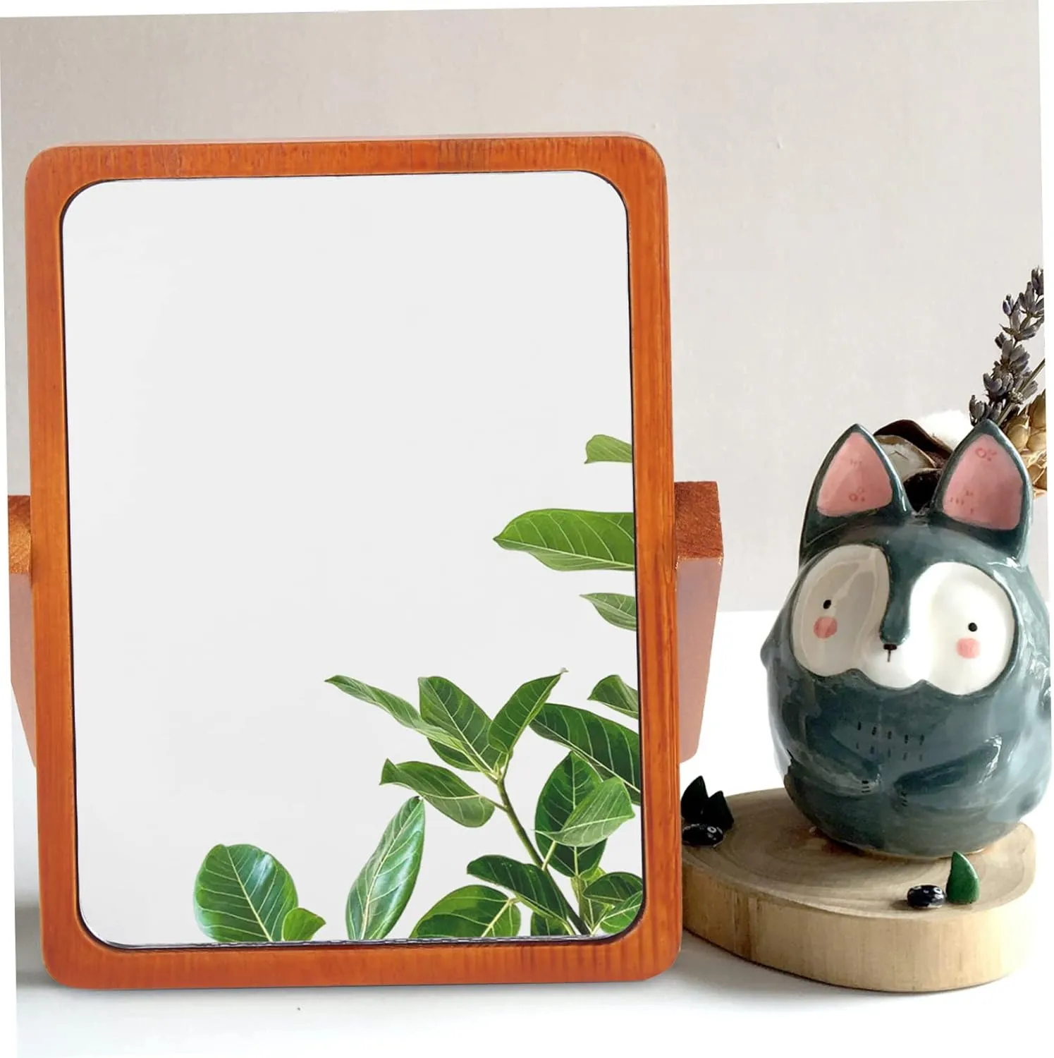Wooden Desktop Mirror for Makeup Portable and Easy to Clean Suitable for Home Office and Travel