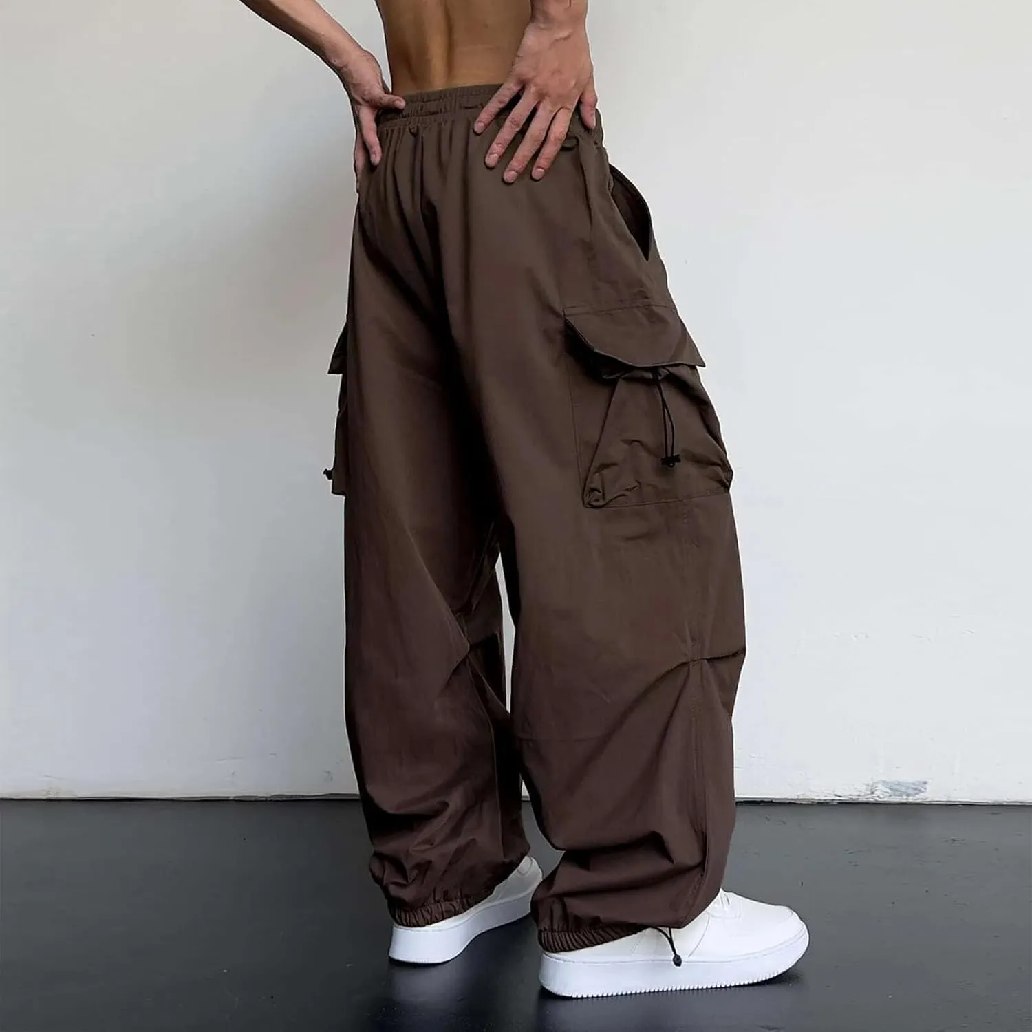 Work Cargo Pants for Men Relaxed Fit Parachute Pants Casual Baggy Cargo Sweatpants Hip Hop Harem Pants with Pockets