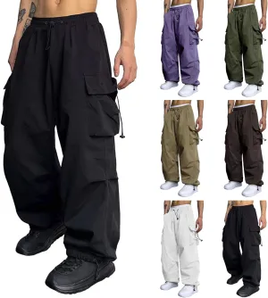 Work Cargo Pants for Men Relaxed Fit Parachute Pants Casual Baggy Cargo Sweatpants Hip Hop Harem Pants with Pockets