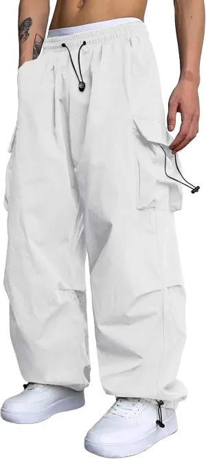 Work Cargo Pants for Men Relaxed Fit Parachute Pants Casual Baggy Cargo Sweatpants Hip Hop Harem Pants with Pockets