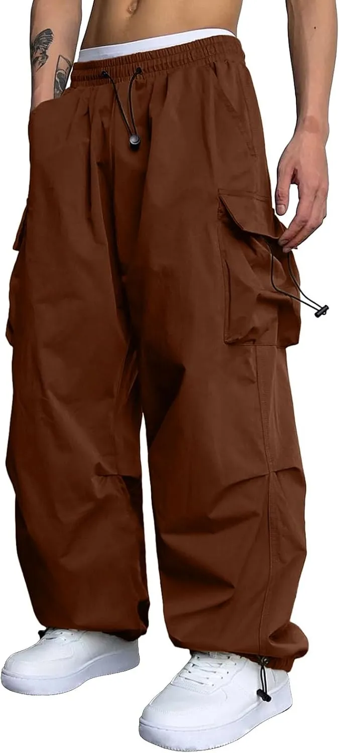 Work Cargo Pants for Men Relaxed Fit Parachute Pants Casual Baggy Cargo Sweatpants Hip Hop Harem Pants with Pockets
