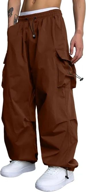 Work Cargo Pants for Men Relaxed Fit Parachute Pants Casual Baggy Cargo Sweatpants Hip Hop Harem Pants with Pockets