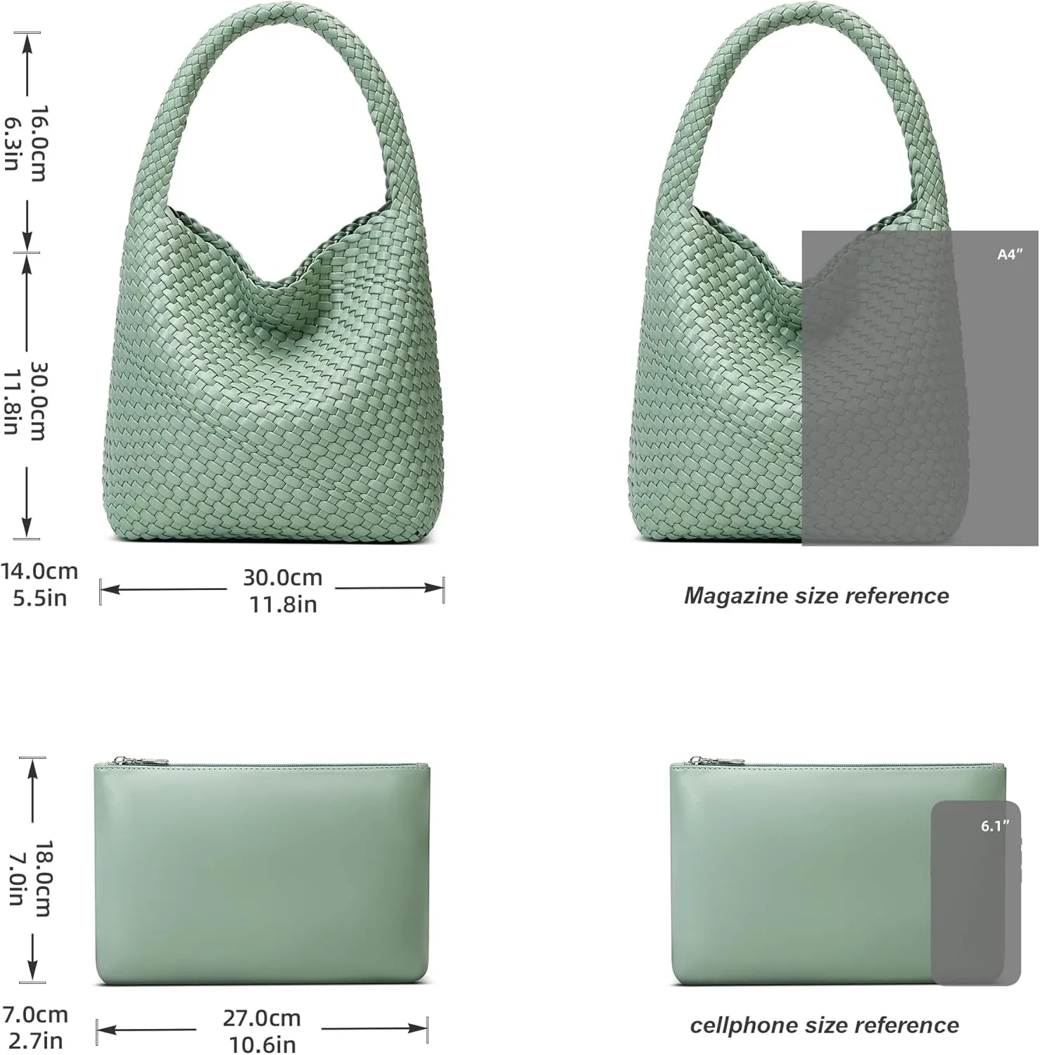 Woven Tote Bag for Women: Vegan Leather Shoulder Purse - Underarm Hobo Bag - Summer Beach Tote for Vacation