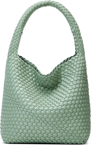Woven Tote Bag for Women: Vegan Leather Shoulder Purse - Underarm Hobo Bag - Summer Beach Tote for Vacation