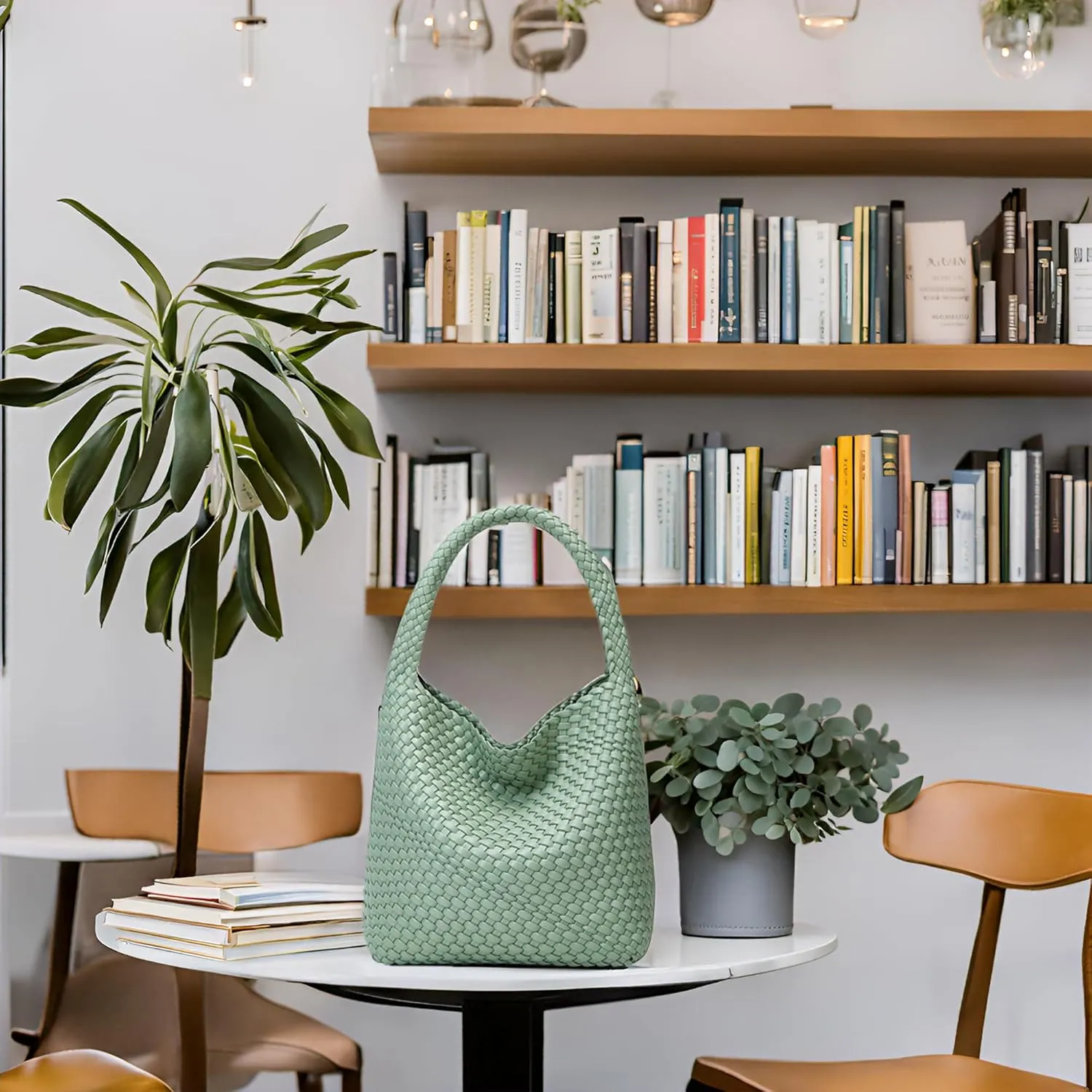 Woven Tote Bag for Women: Vegan Leather Shoulder Purse - Underarm Hobo Bag - Summer Beach Tote for Vacation