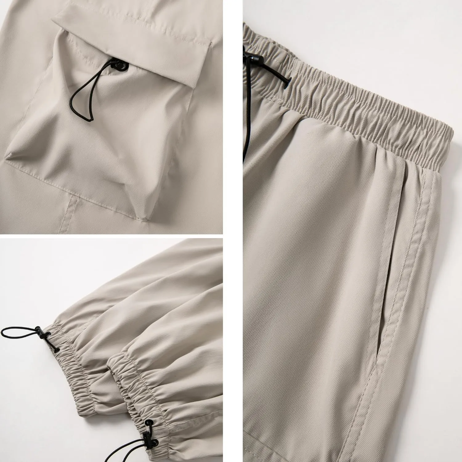 WZIKAI Men's Baggy Cargo Pants Casual Parachute Cargo Pants Loose Fit Hip Hop Harem Pants with Pockets