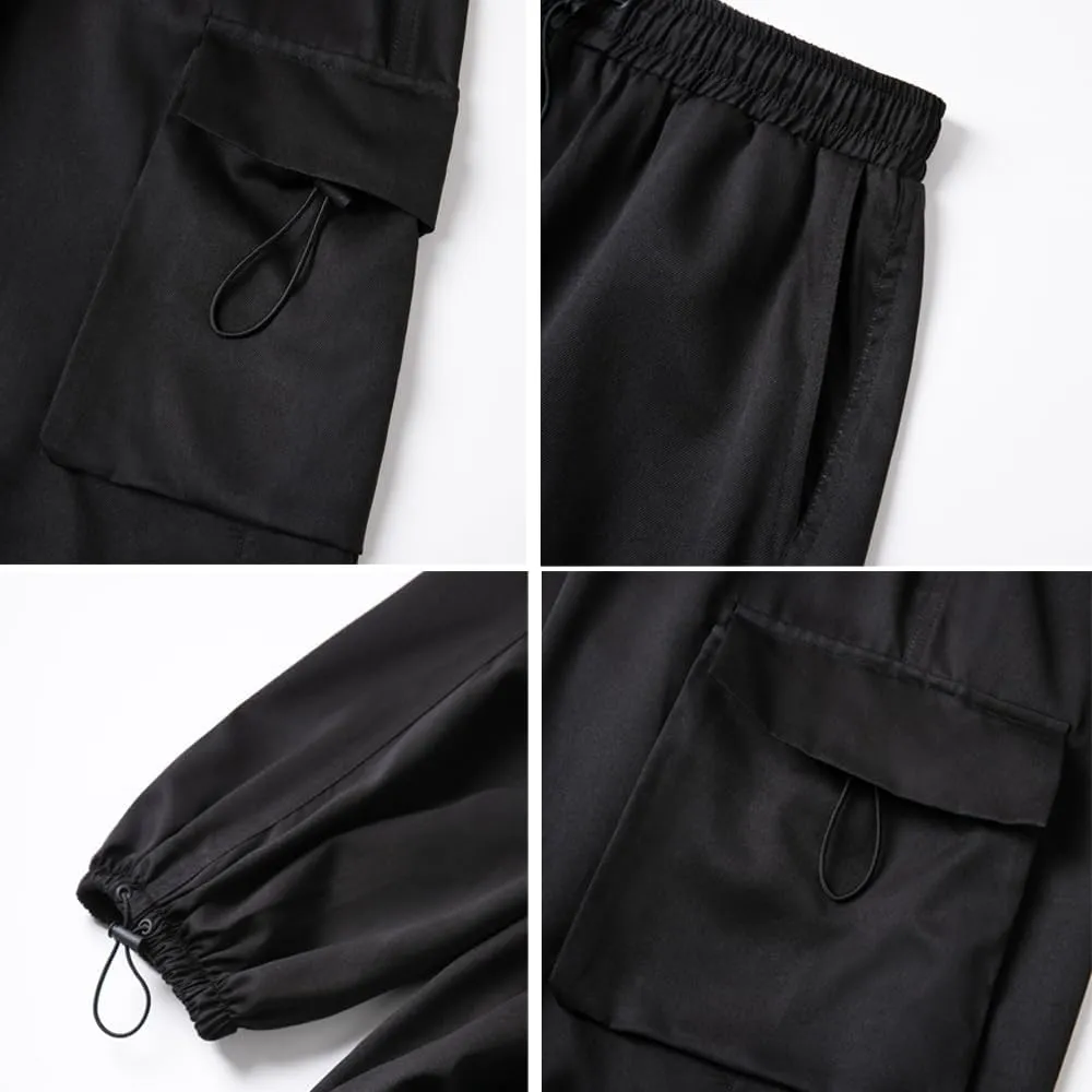 WZIKAI Men's Baggy Cargo Pants Casual Parachute Cargo Pants Loose Fit Hip Hop Harem Pants with Pockets