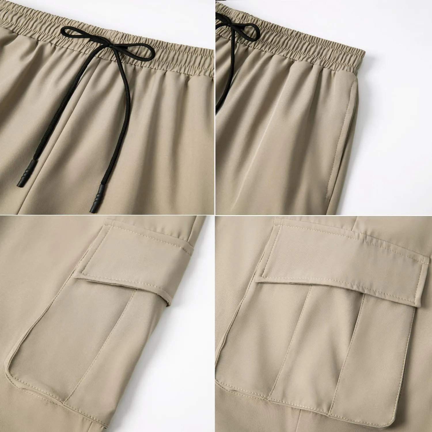 WZIKAI Men's Baggy Cargo Pants Elastic Waist Drawstring Parachute Cargo Pants Casual Joggers Hiking Pants with Pockets