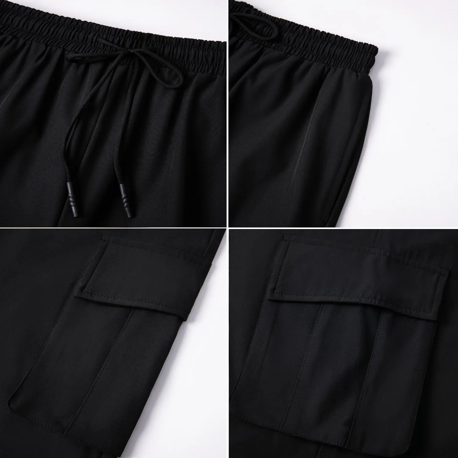 WZIKAI Men's Baggy Cargo Pants Elastic Waist Drawstring Parachute Cargo Pants Casual Joggers Hiking Pants with Pockets