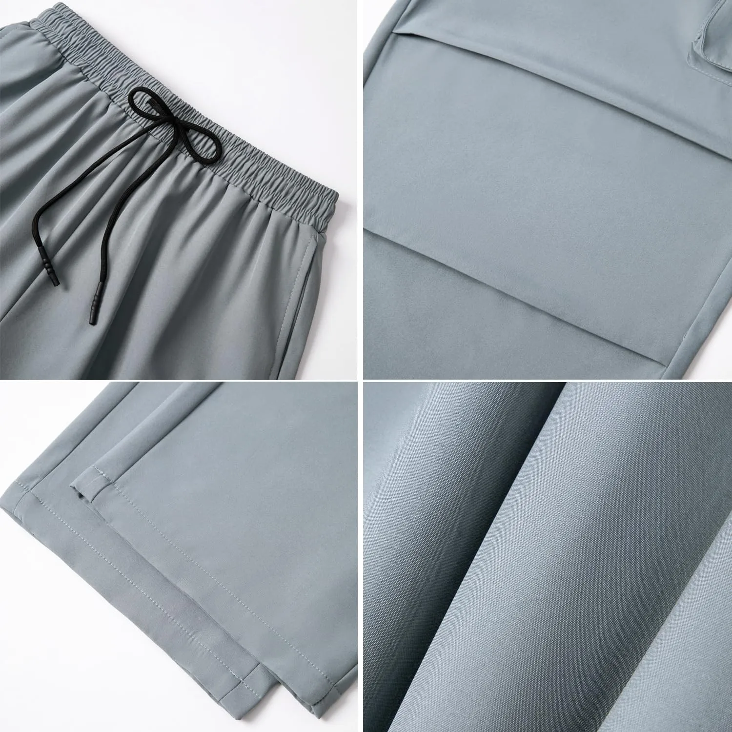 WZIKAI Men's Baggy Cargo Pants Elastic Waist Drawstring Parachute Cargo Pants Casual Joggers Hiking Pants with Pockets