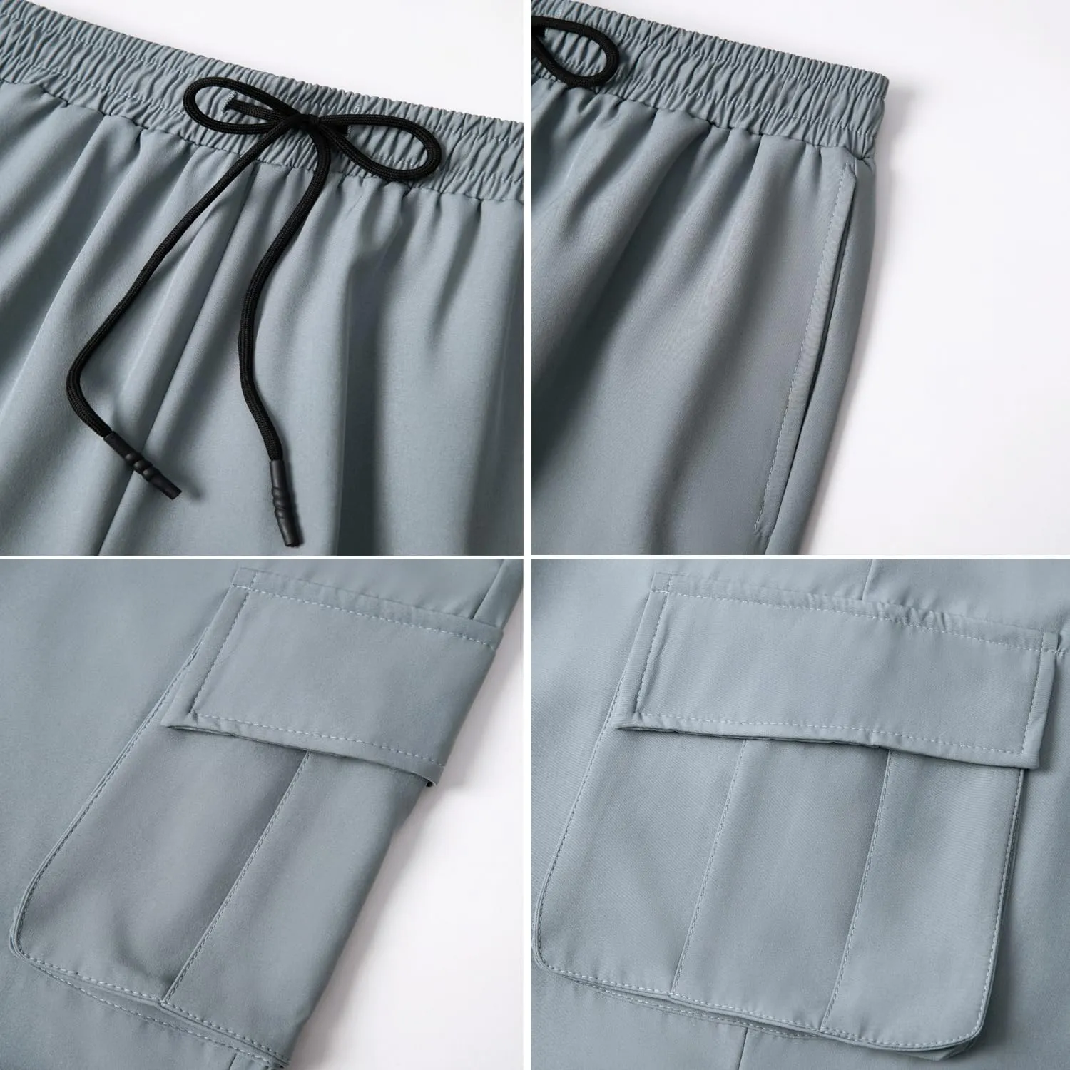 WZIKAI Men's Baggy Cargo Pants Elastic Waist Drawstring Parachute Cargo Pants Casual Joggers Hiking Pants with Pockets