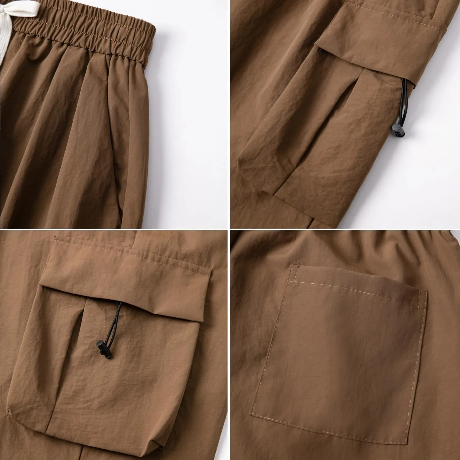 WZIKAI Men's Parachute Cargo Pants Trendy Casual Parachute Pant Baggy Drawstring Hip Hop Harem Pants with Pockets