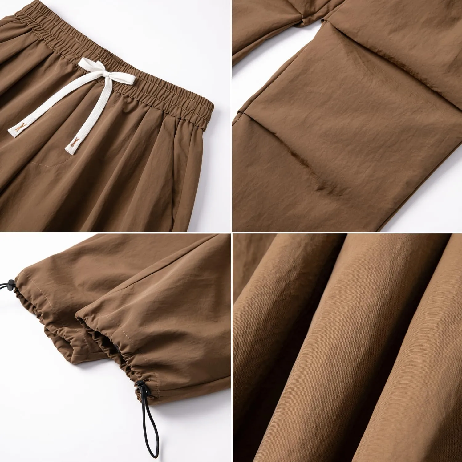 WZIKAI Men's Parachute Cargo Pants Trendy Casual Parachute Pant Baggy Drawstring Hip Hop Harem Pants with Pockets