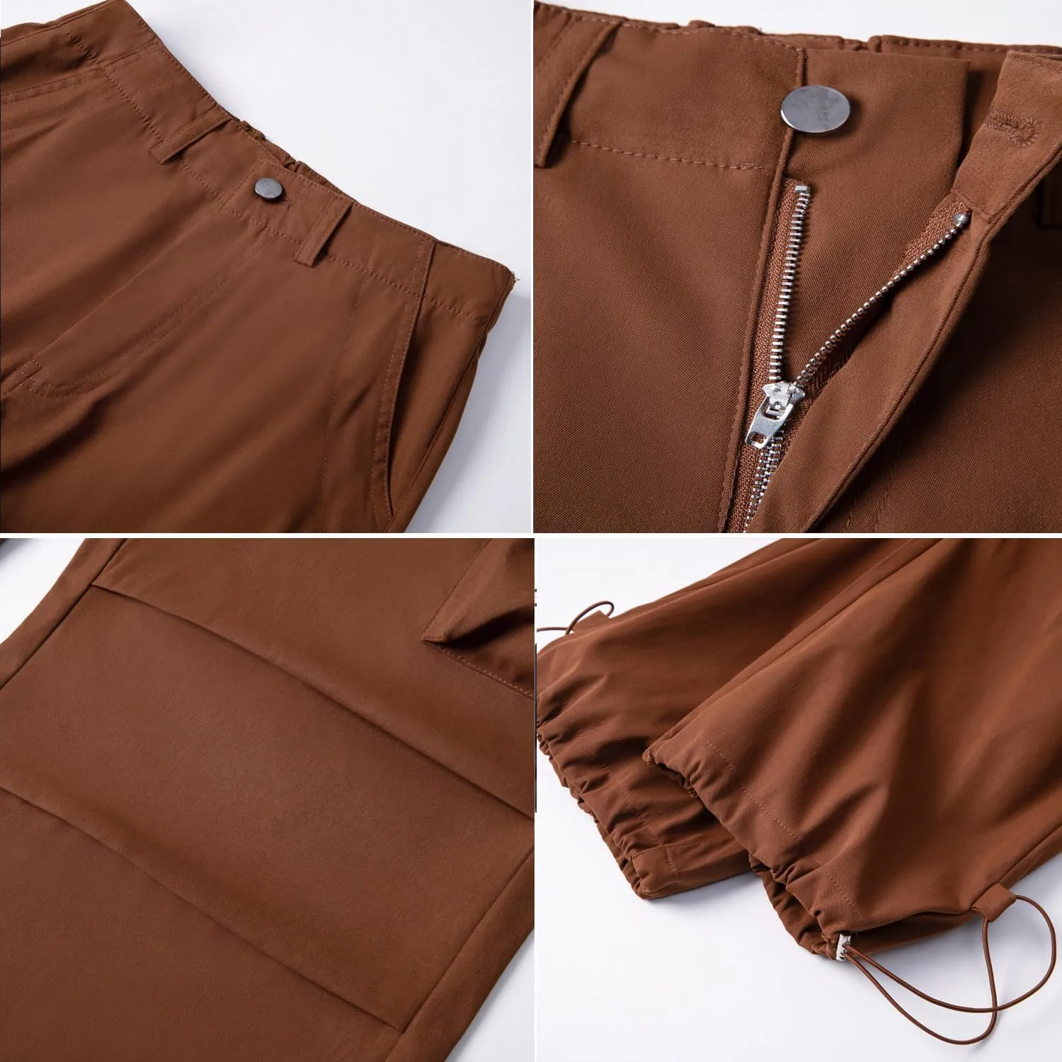 WZIKAI Womens Parachute Cargo Pants Y2K Baggy Cargo Pants Wide Leg Casual Joggers with Pockets