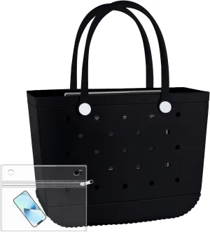 X-Large Rubber Tote Bag Waterproof Beach Washable Handbag Storage Bags Durable Modern Travel SportsTote Bag (Dark Black, X-Large)