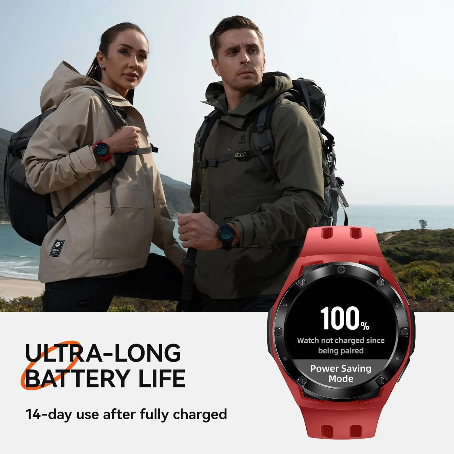 Xe1 Smartwatch, Lightweight Fitness Tracker with 1.2” Touch Screen, 110 Sport Modes, GPS, Sunlight-Visible, 5ATM Waterproof, 14-Day Battery Life, for Android and iOS Phones