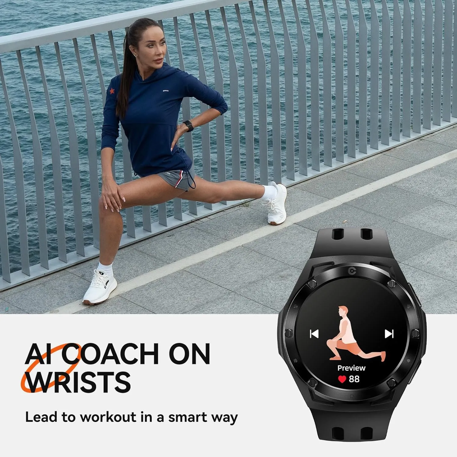 Xe1 Smartwatch, Lightweight Fitness Tracker with 1.2” Touch Screen, 110 Sport Modes, GPS, Sunlight-Visible, 5ATM Waterproof, 14-Day Battery Life, for Android and iOS Phones