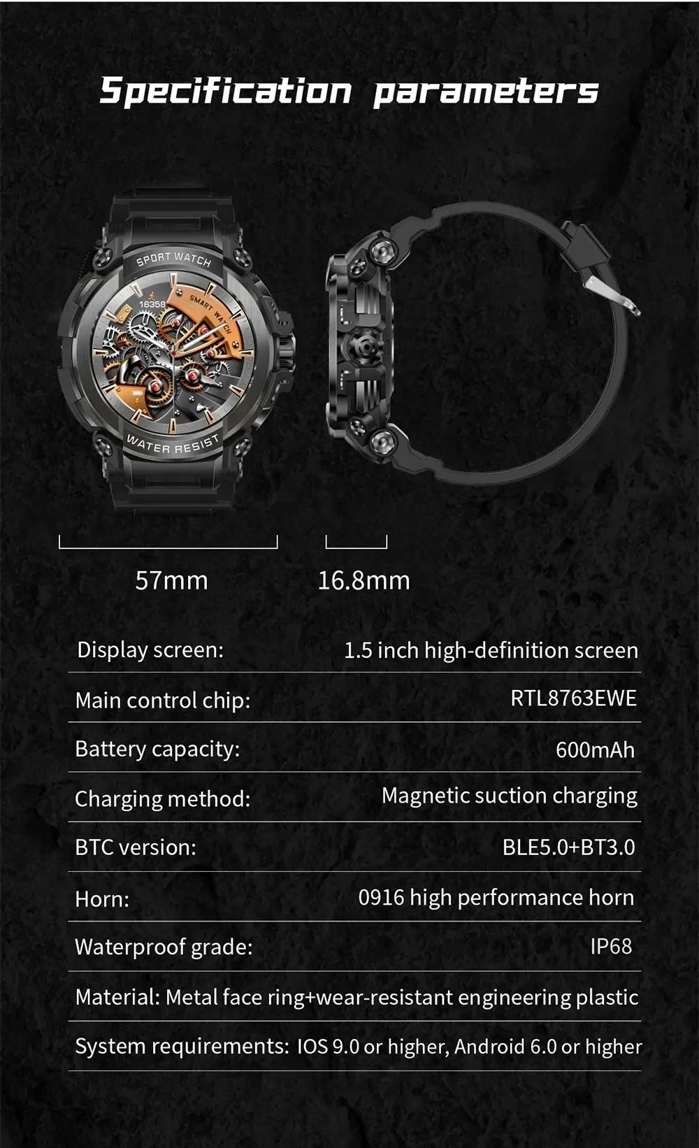 Xiaomi 1.5" Bluetooth GPS Smart Watch Men 120  Sports Tracker