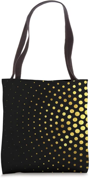 Yellow Circles on Black Concentric Small Large Abstract Tote Bag
