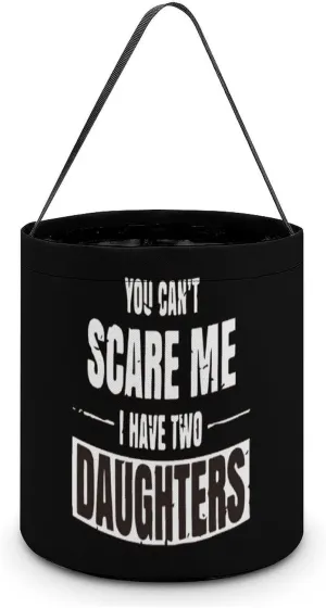 You Can't Scare Me I Have A Daughter Easter Buckets with Handles Egg Hunt Candy Basket Tote Bags Reusable Handbag for Party Easter Decoration