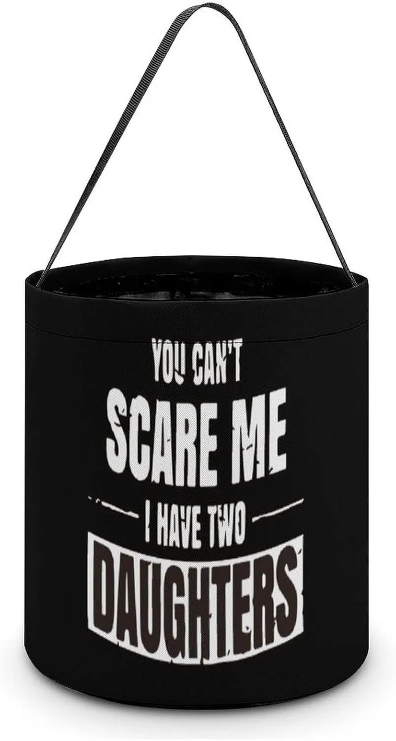 You Can't Scare Me I Have A Daughter Easter Buckets with Handles Egg Hunt Candy Basket Tote Bags Reusable Handbag for Party Easter Decoration