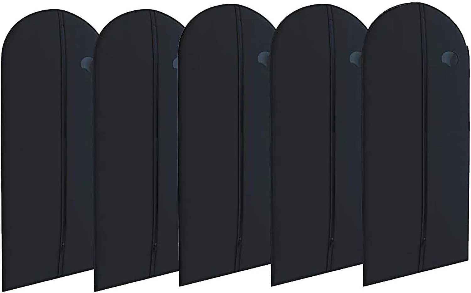 Your Bags 5pcs Hanging Garment Bag with Window - Bulk Garment Bags for Hanging Clothes, Closet Storage and Travel - Dress Bag for Gowns & Long Dresses 54" Long (Black)