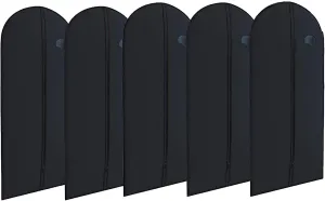 Your Bags 5pcs Hanging Garment Bag with Window - Bulk Garment Bags for Hanging Clothes, Closet Storage and Travel - Dress Bag for Gowns & Long Dresses 54" Long (Black)