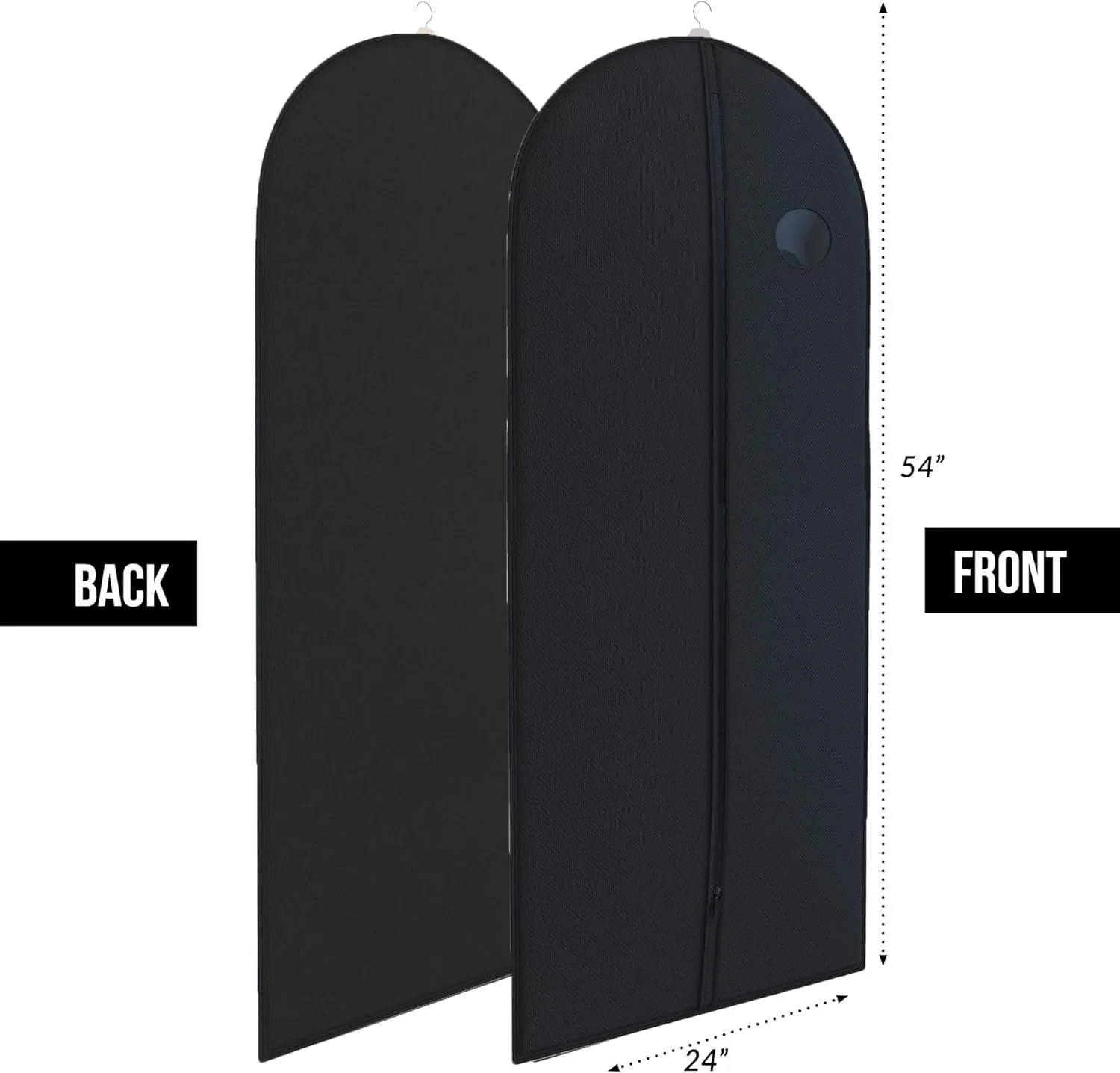 Your Bags 5pcs Hanging Garment Bag with Window - Bulk Garment Bags for Hanging Clothes, Closet Storage and Travel - Dress Bag for Gowns & Long Dresses 54" Long (Black)