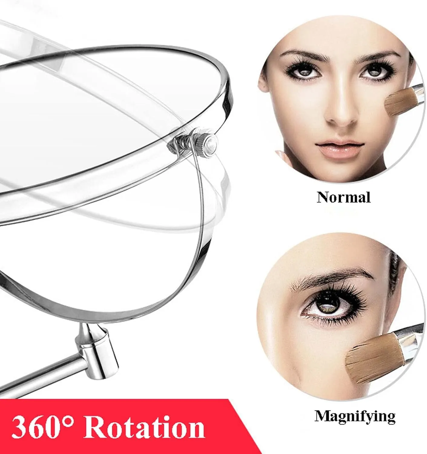 YSUEFIJO Makeup Mirror with Magnification, 1X/3X/5X/7X/10X Magnifying Vanity Mirror, Wall Mounted Makeup Mirror, Round Double Sided Magnifying Vanity Mirror, 360 Degree Swivel Cosmetic Mirror